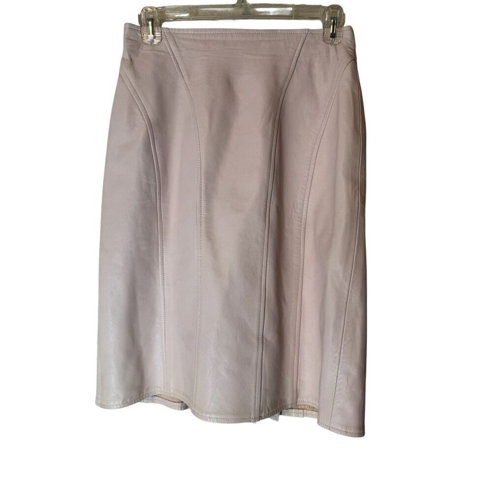 Erez Sport Vintage Pale Pink Leather Skirt Size 10 Western Rock A Billy Biker